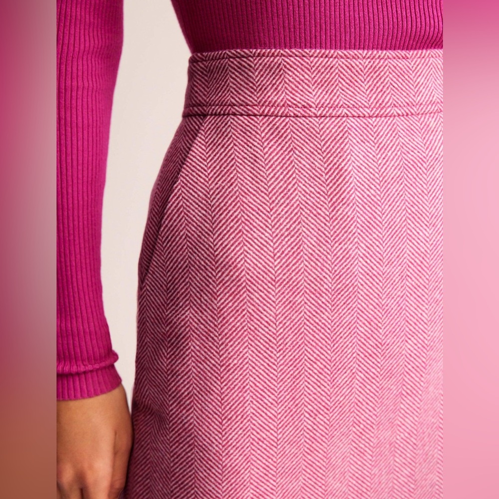 Boden Estella Tweed Herringbone Mini Pink Women's Skirt - Picture 2 of 7